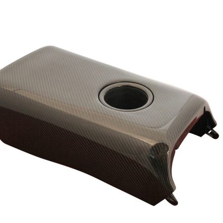 GT-RR Carbon Fiber Rear Arm Rest / Console + Cup Holder Trim Ring Set for 2009-16 Nissan GT-R [R35]