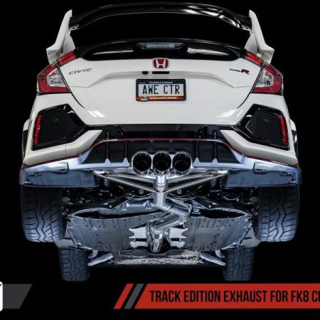 AWE Tuning Track Edition Exhaust w/Front Pipe and Triple Black Diamond Tips for FK8 Civic Type R