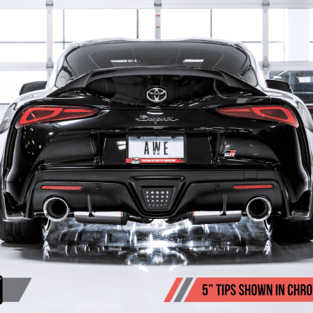 AWE Track Edition Exhaust – 5in Chrome Silver Tips for MK5 Toyota Supra