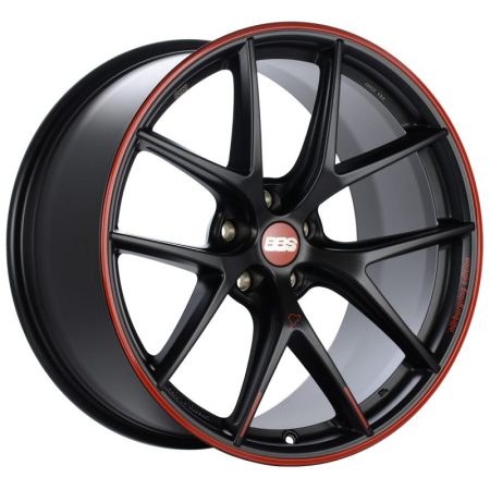 BBS CI-R Nurburgring Edition Satin Black with a Red Outer Lip Ring Wheel (19×8.5 5×112 +45)