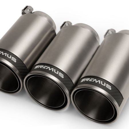 Remus Chrome w/ Carbon Ring 98mm Tail Pipe Set (Triple Tip) for FK8 Honda Civic Type R