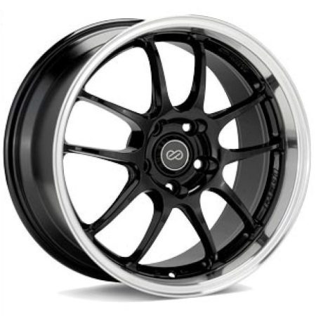 Enkei PF01SS 17×8 5×114.3 50mm Offset 75mm Bore Diameter Gloss Black w/ Machined Lip