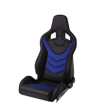 RECARO Dynamic Series Sportster GT Passenger Seat with Sub-Hole in Black Vinyl / Blue Suede [410.2SH.3165]