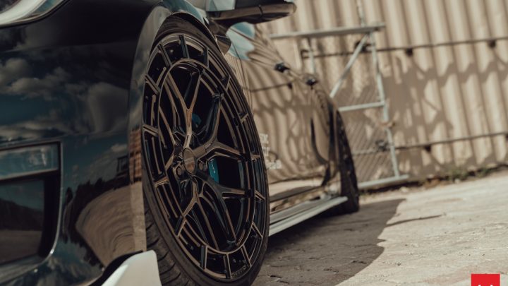 Black Bagged Tesla Model S Plaid - Vossen Hybrid Forged HFX-1 Wheels in Gloss Black Image 11