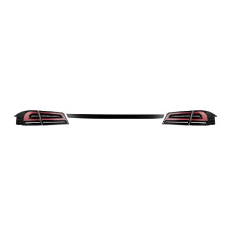 AlphaRex LUXX-Series LED Taillights in Black & Red w/ Black Center Trunk Piece for 2013-2021 Tesla Model S (US only) [601130]