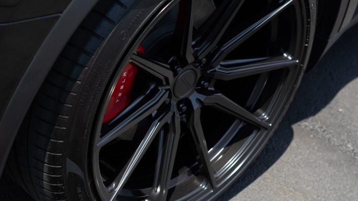 Black Tesla Model Y - Vossen HF-3 Wheels in Satin Black
