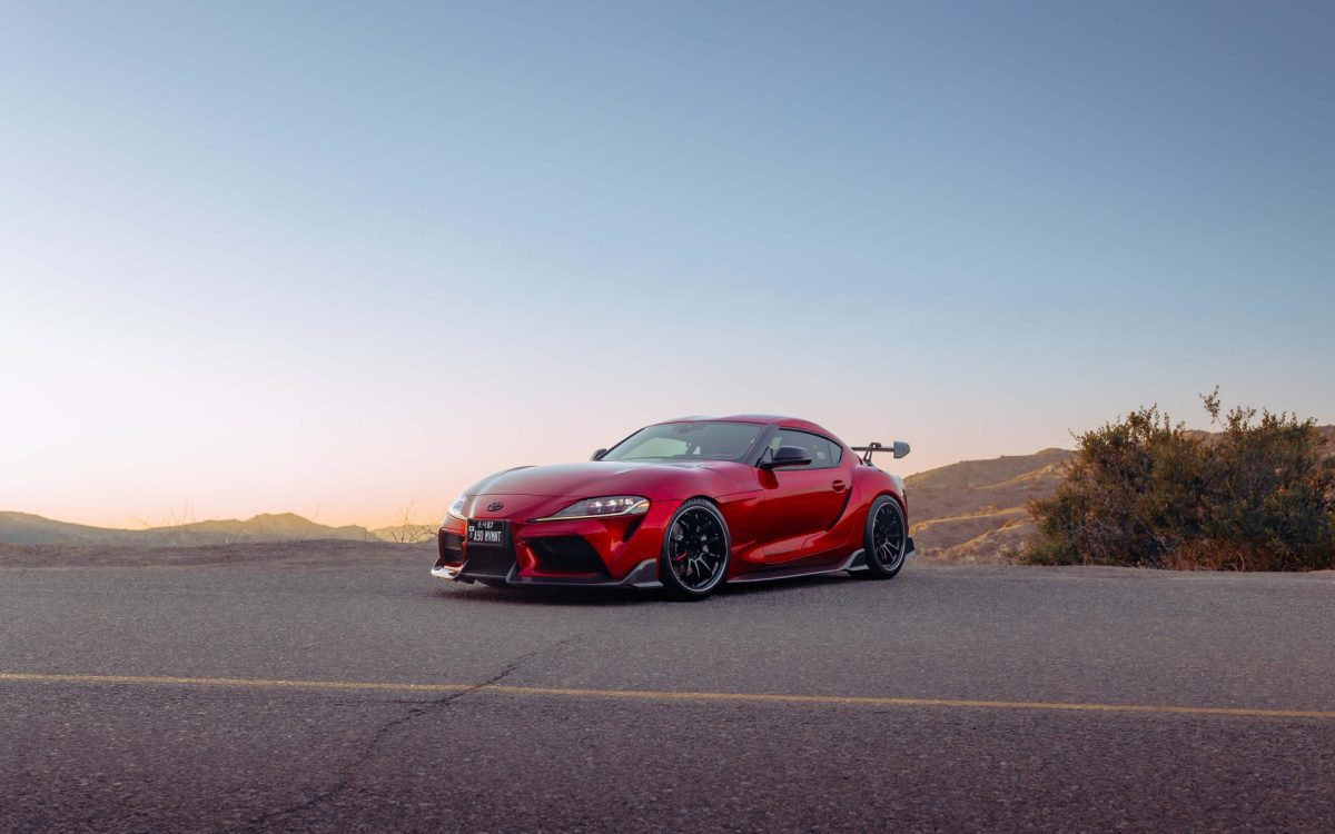 Monza Red Toyota A90 Supra – ADRO Carbon Fiber and VOLK Wheels