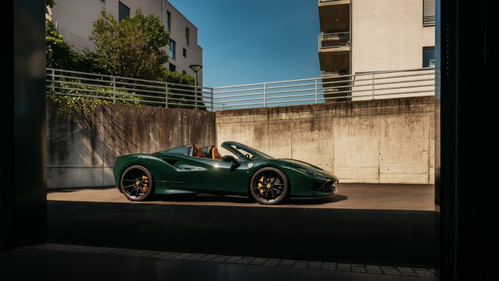 Verde British Ferrari F8 Spider With Novitec x Vossen NF10 Forged Wheels