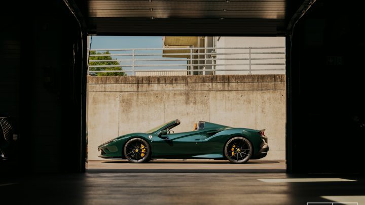 Verde British Ferrari F8 Spider With Novitec x Vossen NF10 Forged Wheels