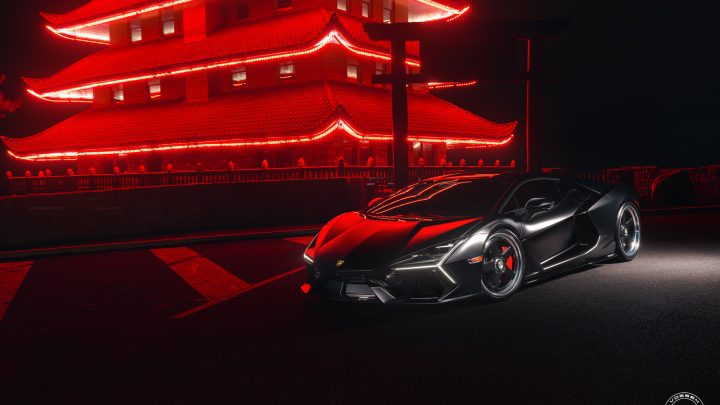 Nero Noctis Lamborghini Revuelto - Vossen GEN-91 Three-Piece Forged Wheels in Matte Black w/ Polished Lips