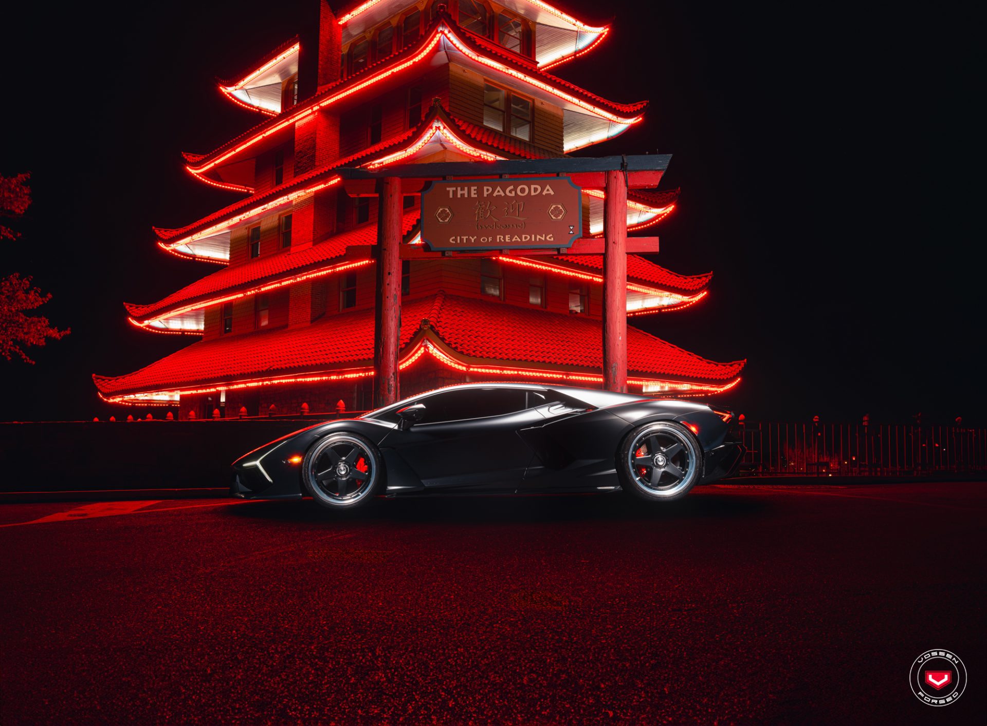 Nero Noctis Lamborghini Revuelto – Vossen GEN-91 Three-Piece Forged Wheels in Matte Black w/ Polished Lips